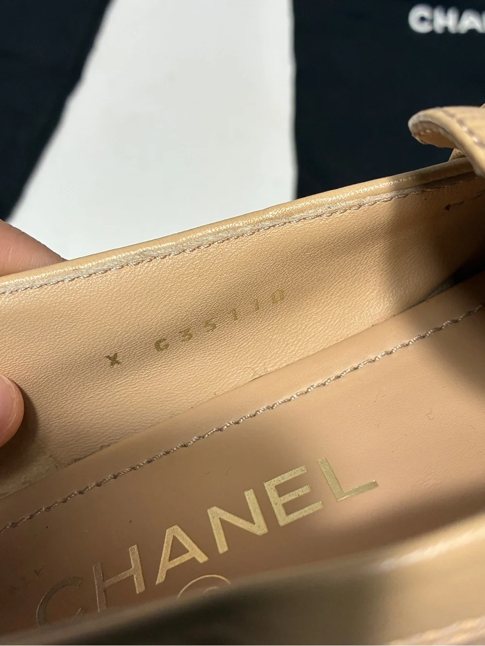 CHANEL Tan Leather CC Logo Penny Loafers